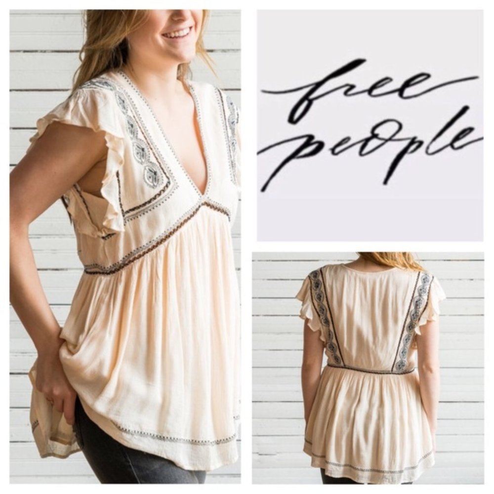 NWT Free People Falling Water Embroidered Tunic, S